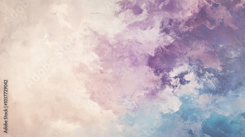 Abstract design featuring a blend of purple pink blue and beige hues on a textured background