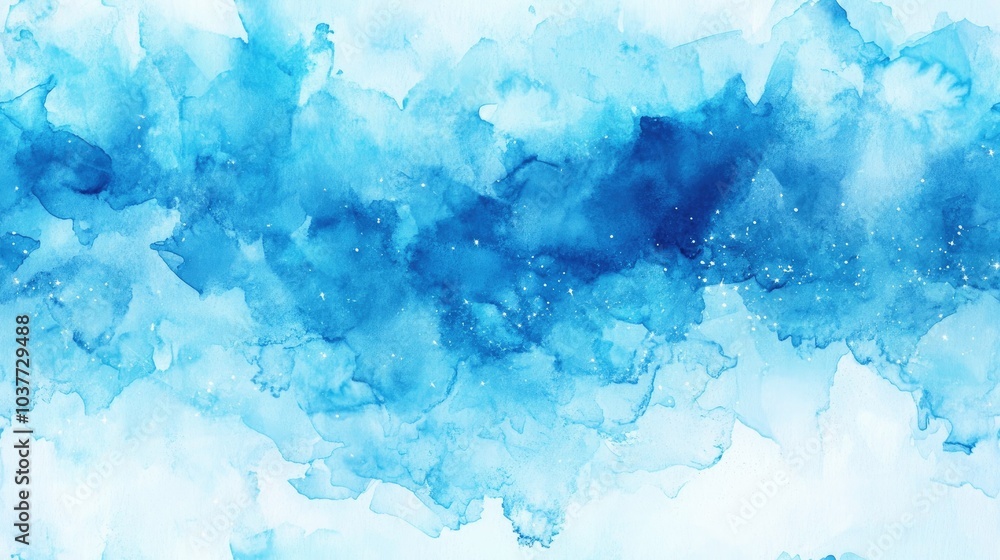 Fototapeta premium Blue Tie Dye Sparkle Ice Teal Ice Ripple Glow Blue Watercolor Shiny Texture Icy Glitter Bright Azure Light Abstract Ocean Ice Soft Cyan Gradient Summer Water