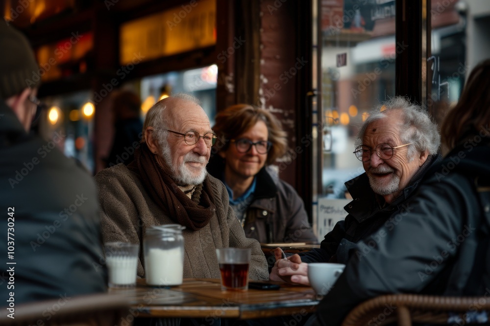 Unidentified senior people sitting in a cafe in Covent Garden, London. Unidentified senior people sitting in a cafe in Covent Garden, London.