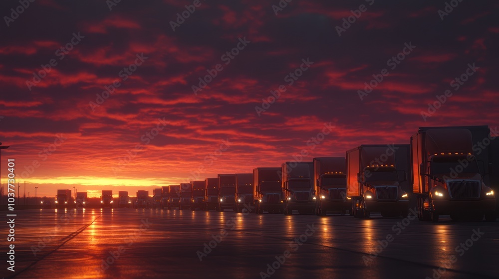 Obraz premium Trucks at Sunset