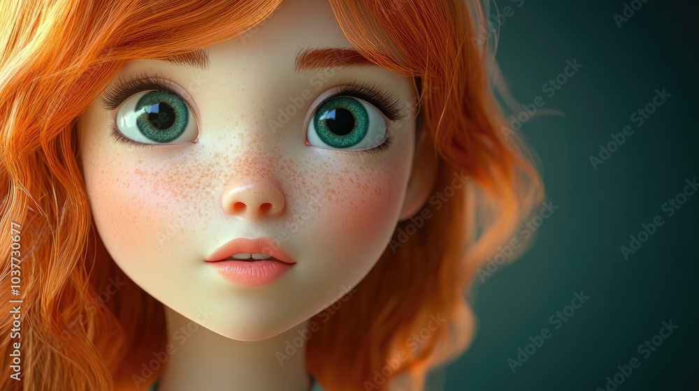 3D Cartoon Portrait of a Beautiful Young Girl Teenager 3D Cartoon Portrait of a Beautiful Young Girl Teenager