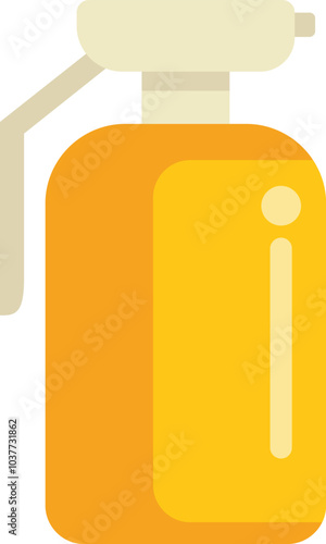 Illustration of a yellow hand grenade with a white pin, isolated on a white background