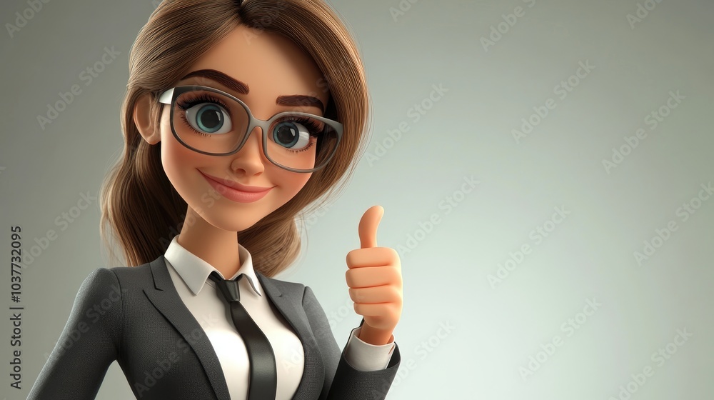3D Cartoon of Young Business Woman Giving a Thumbs Up Gesture Everything s Cool 3D Cartoon of Young Business Woman Giving a Thumbs Up Gesture Everything s Cool