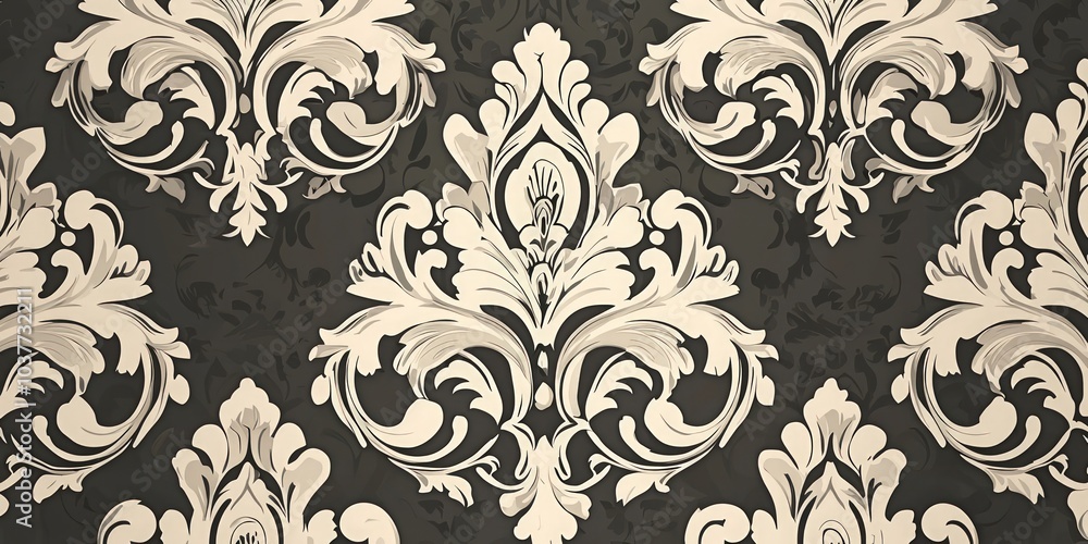 Seamless damask wallpaper design for elegant interior Seamless damask wallpaper design for elegant interior