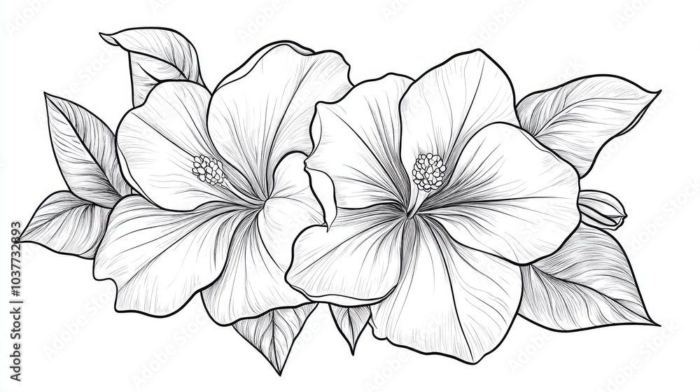 Obraz premium Allamanda flower illustration featuring unique line art design suitable for a print coloring page