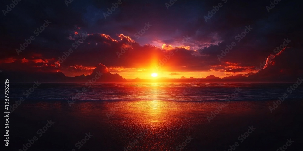 Stunning sunset backdrop over a serene beach, Beautiful sunset background over a calm beach Stunning sunset backdrop over a serene beach, Beautiful sunset background over a calm beach