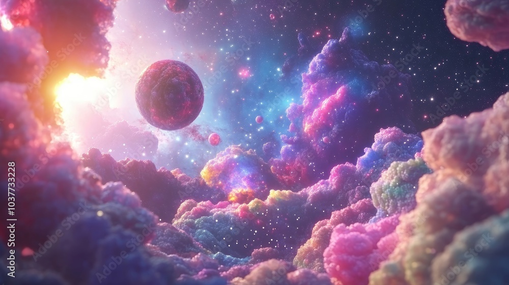 Abstract Galaxy Cosmos Space Background in 3D Cartoon Rendering Abstract Galaxy Cosmos Space Background in 3D Cartoon Rendering
