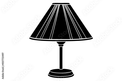  table lamp with triangular lamp shade, isolated on white background