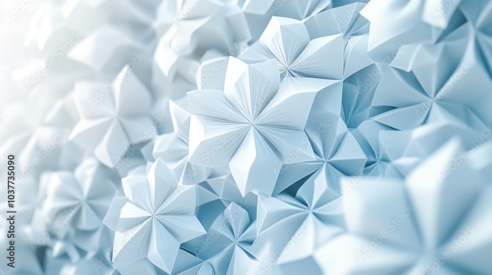 Obraz premium Bright abstract space featuring white geometric shapes that form a 3D rendered background