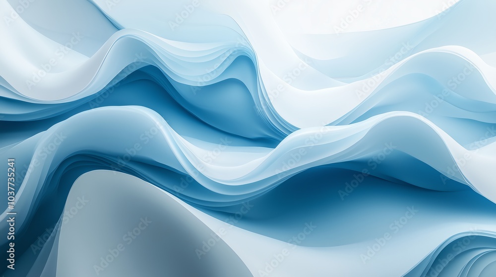 Fototapeta premium Abstract blue and white background with wavy elements for presentation or design