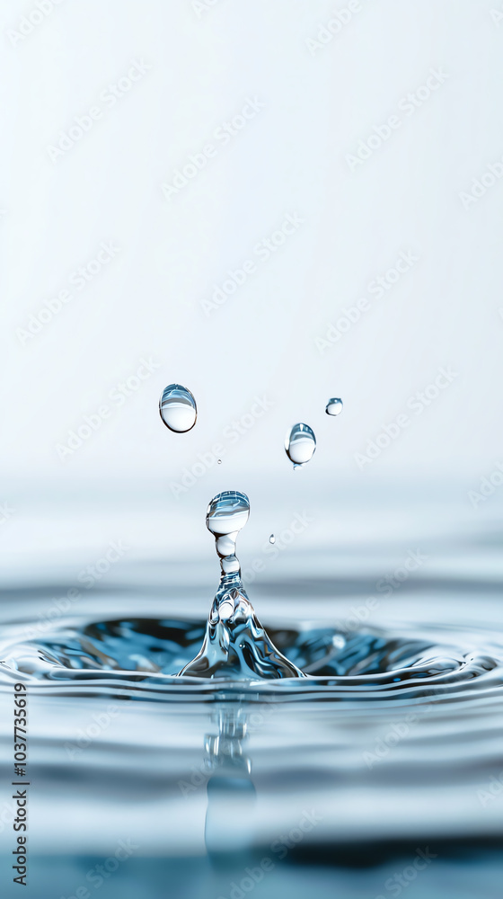 The beauty of water capturing the moment of a droplet's dance on the surface The beauty of water capturing the moment of a droplet's dance on the surface