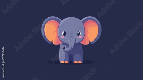 Cute flat colored cartoon elephant design