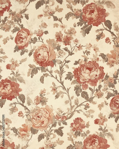 Vintage wallpaper with intricate floral patterns for classic home interiors
