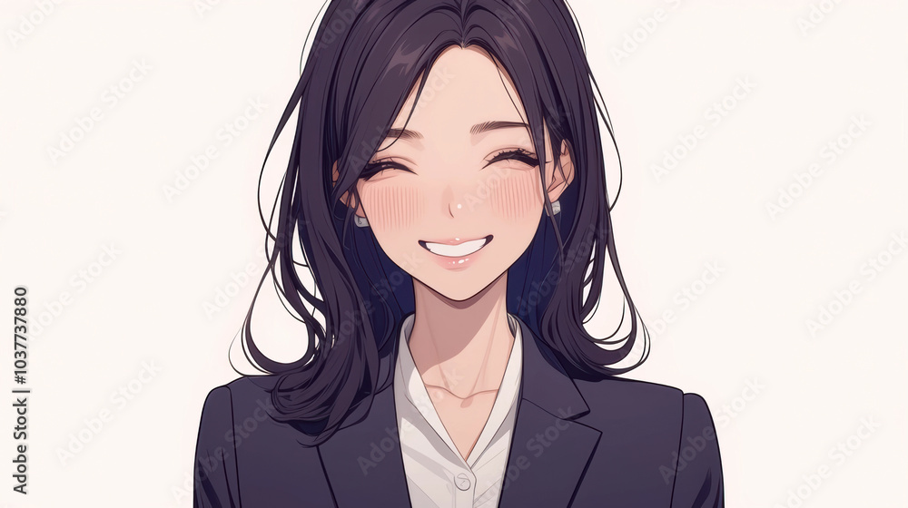 笑みを浮かべる可愛い日本人OL