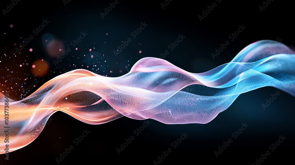 Obraz premium Stunning abstract flowing waves with vibrant colors and ethereal light effects for dynamic visual art