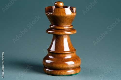 Chess knight in minimalist form, its bold shape standing alone against a blank background, symbolizing power and movement photo