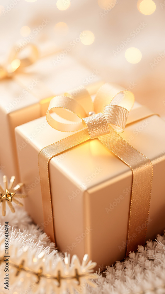 wrapped gift box with a golden bow wrapped gift box with a golden bow