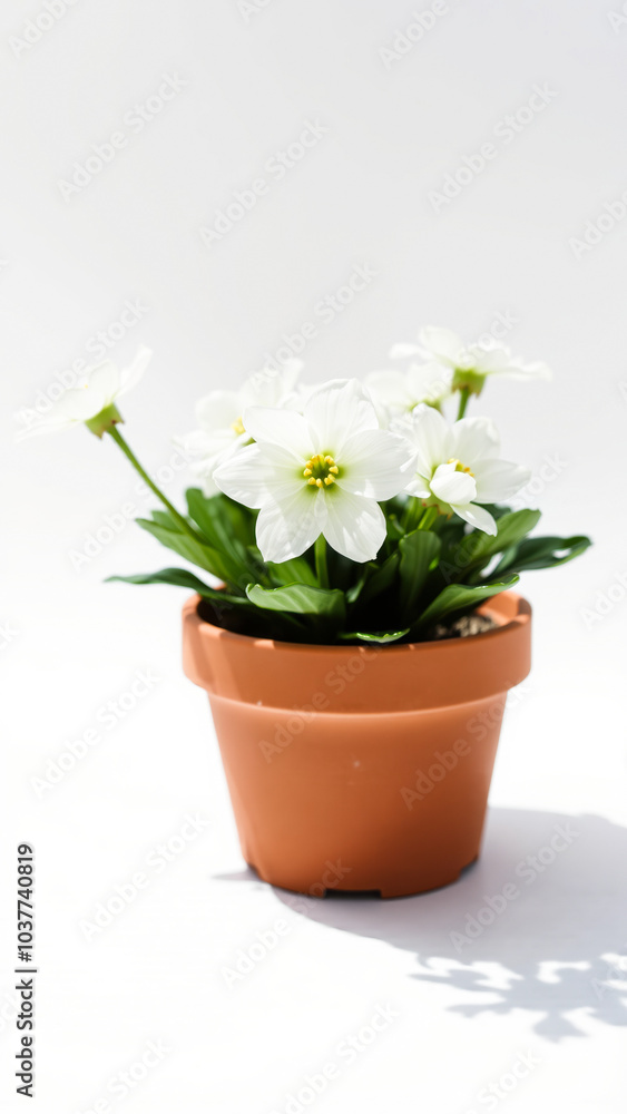 white blossoms a terracotta pot white blossoms a terracotta pot