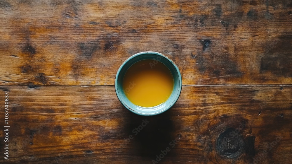 Warm Beverage in a Bowl on Wooden Surface Warm Beverage in a Bowl on Wooden Surface