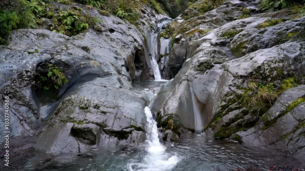 waterfall in the Mountain, The Wilkies Pools on Mount Taranaki waterfall in the Mountain, The Wilkies Pools on Mount Taranaki