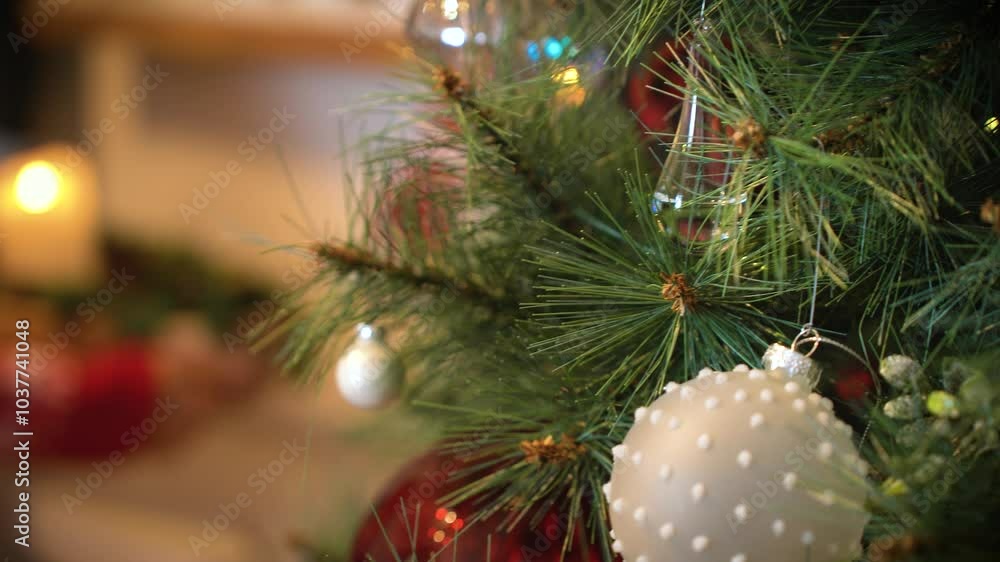 A woman places a Christmas decoration on her living room, next to her Christmas Tree.
A woman places a Christmas decoration on her living room, next to her Christmas Tree.