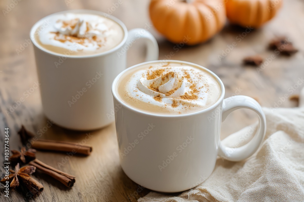 Pumpkin spice latte with whipped cream topping Pumpkin spice latte with whipped cream topping