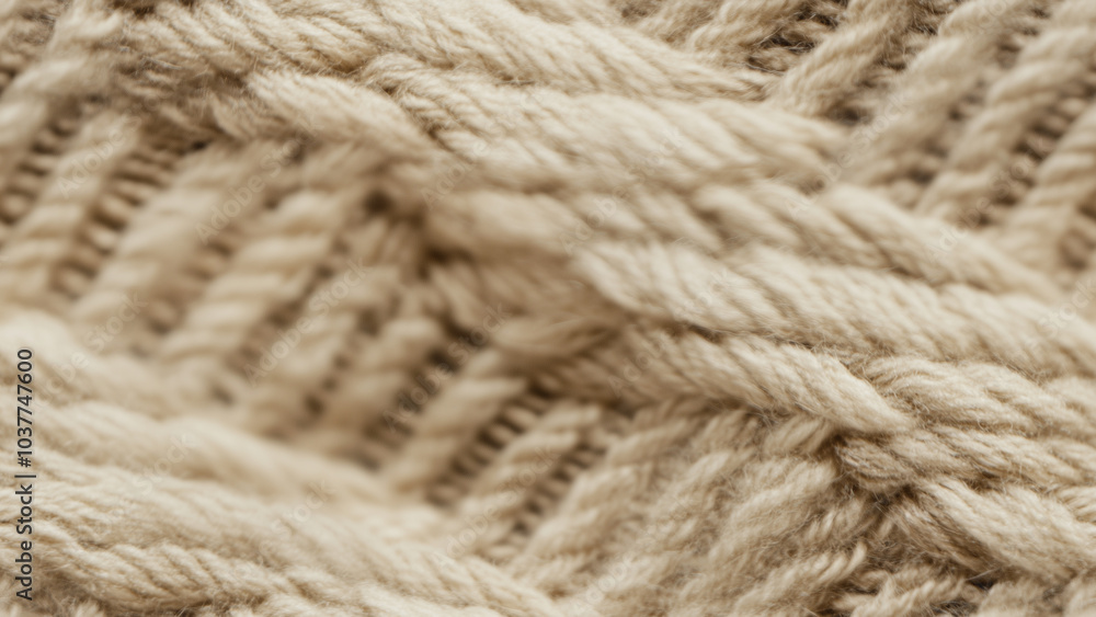 Wool Yarn Weave: Beige Textures and Soft Lines Wool Yarn Weave: Beige Textures and Soft Lines