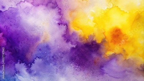 macro abstract watercolor background in purple and yellow hues