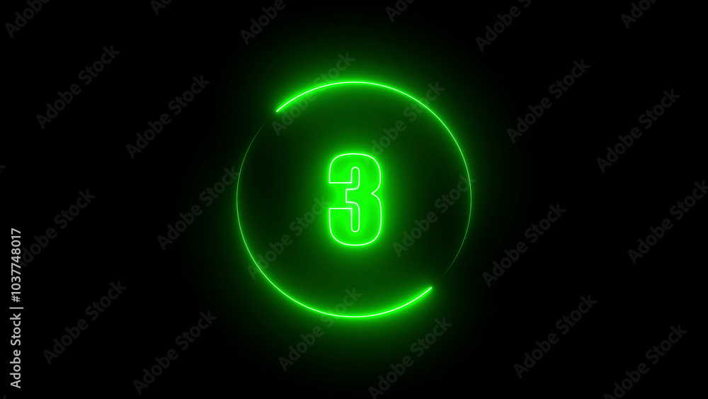 abstract linear neon number three , Educational mathematics concept with neon letter abstract linear neon number three , Educational mathematics concept with neon letter