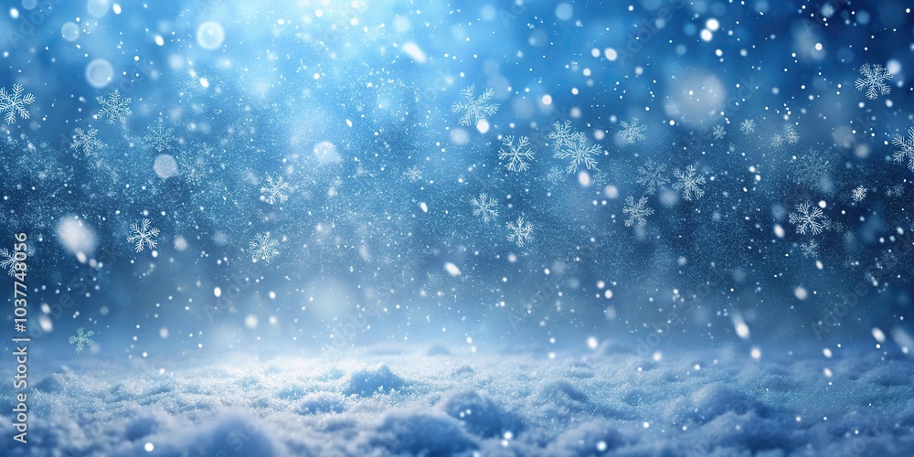 Fototapeta premium Macro background of heavily snowfalling blizzard, perfect for wallpaper or background