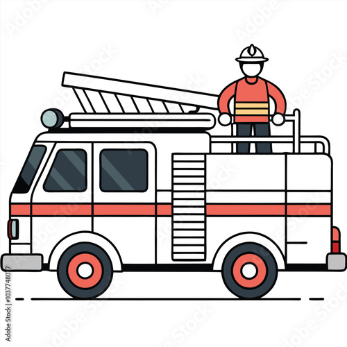 firefighter car vector illustration.