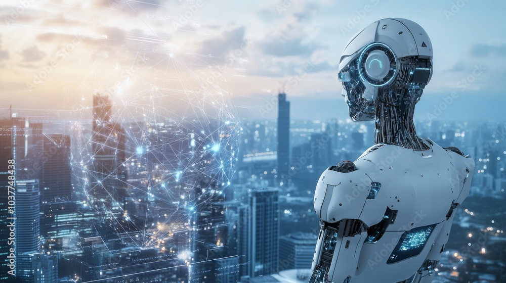 A robotic urban infrastructure project, futuristic cityscape with construction robots and automated city maintenance systems, Urban Development Robotics style A robotic urban infrastructure project, futuristic cityscape with construction robots and automated city maintenance systems, Urban Development Robotics style