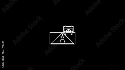 Highway road shape icon illustration on black background 