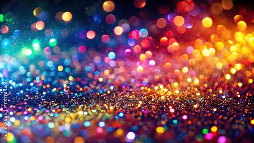 Macro colorful glittering particles on a shiny abstract background Macro colorful glittering particles on a shiny abstract background