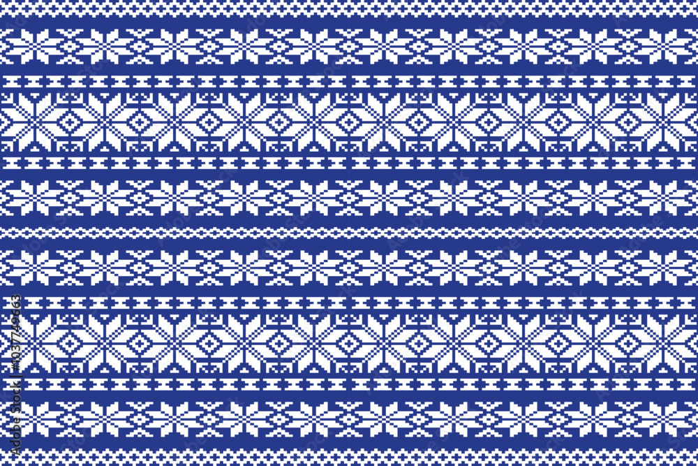 Christmas and New Year pixel art pattern in white and green with Nordic snowflakes for winter hats.Christmas Tree pattern design for fashion textiles,knitwear,graphic,carpet,wallpaper,sweater,scarf Christmas and New Year pixel art pattern in white and green with Nordic snowflakes for winter hats.Christmas Tree pattern design for fashion textiles,knitwear,graphic,carpet,wallpaper,sweater,scarf