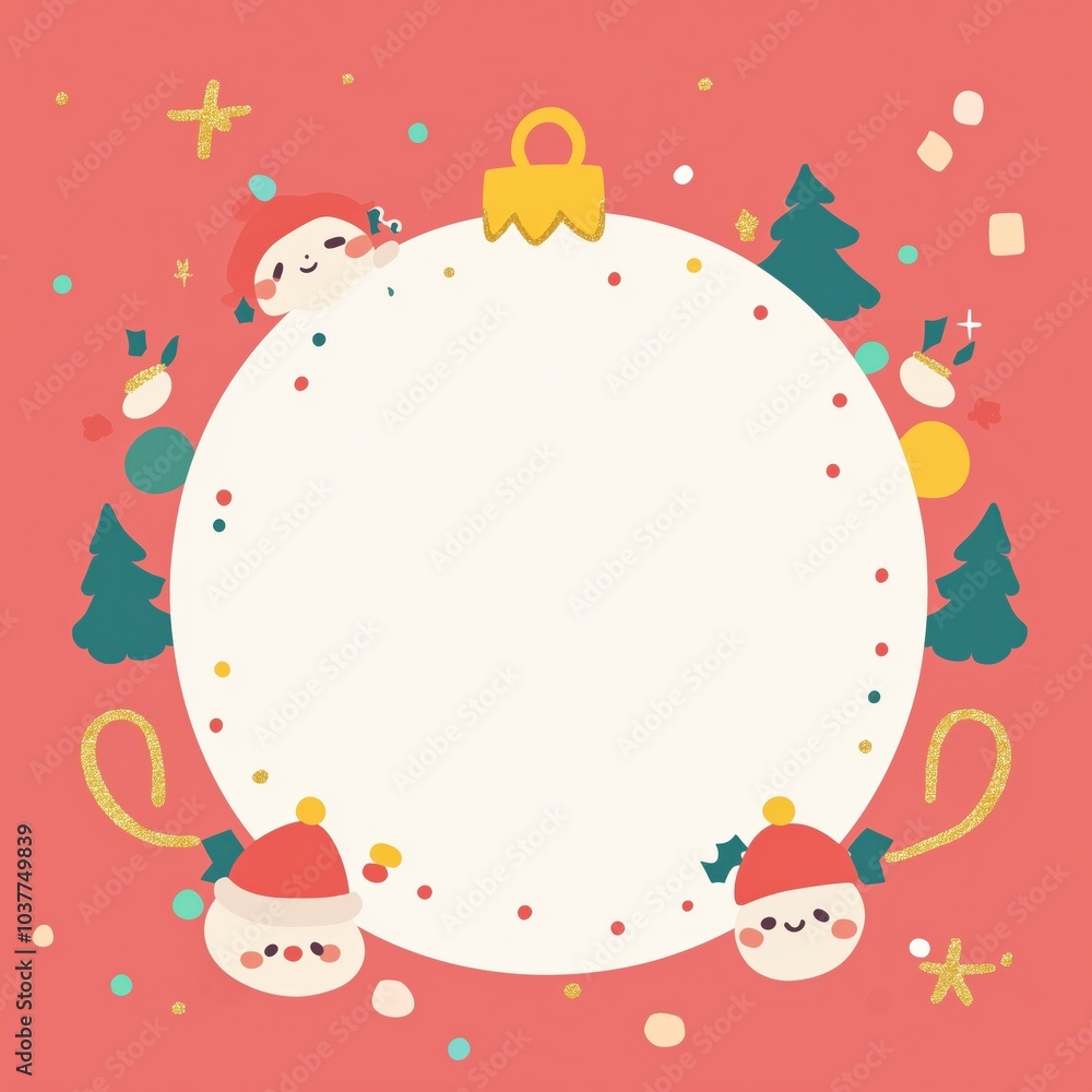 Funny doodle christmas ornament with white circle on center Funny doodle christmas ornament with white circle on center