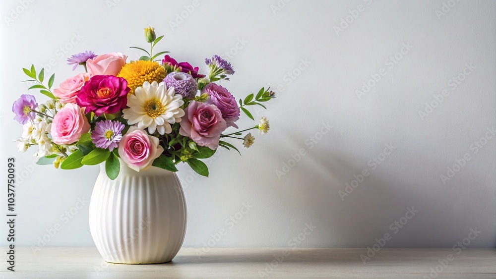 Obraz premium Macro flower arrangement in a white porcelain vase