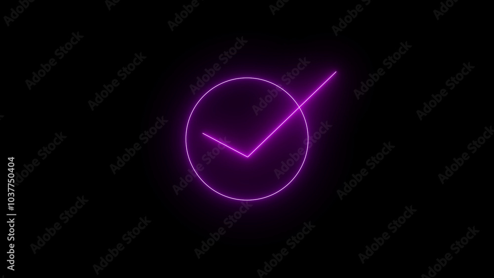 glowing neon check mark icon animation. ok , [done, completed check mark glowing neon check mark icon animation. ok , [done, completed check mark