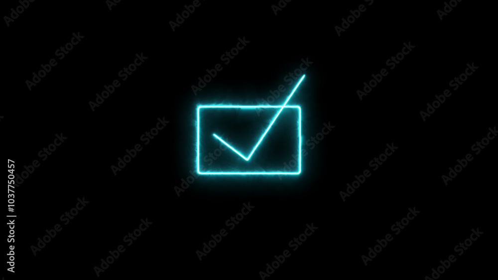 glowing neon check mark icon animation. ok , [done, completed check mark glowing neon check mark icon animation. ok , [done, completed check mark