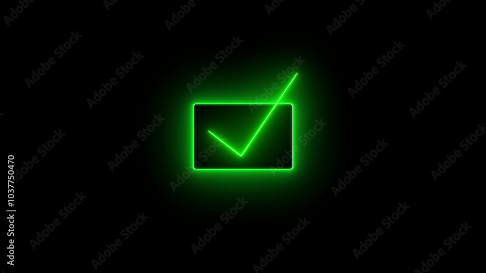 glowing neon check mark icon animation. ok , [done, completed check mark glowing neon check mark icon animation. ok , [done, completed check mark