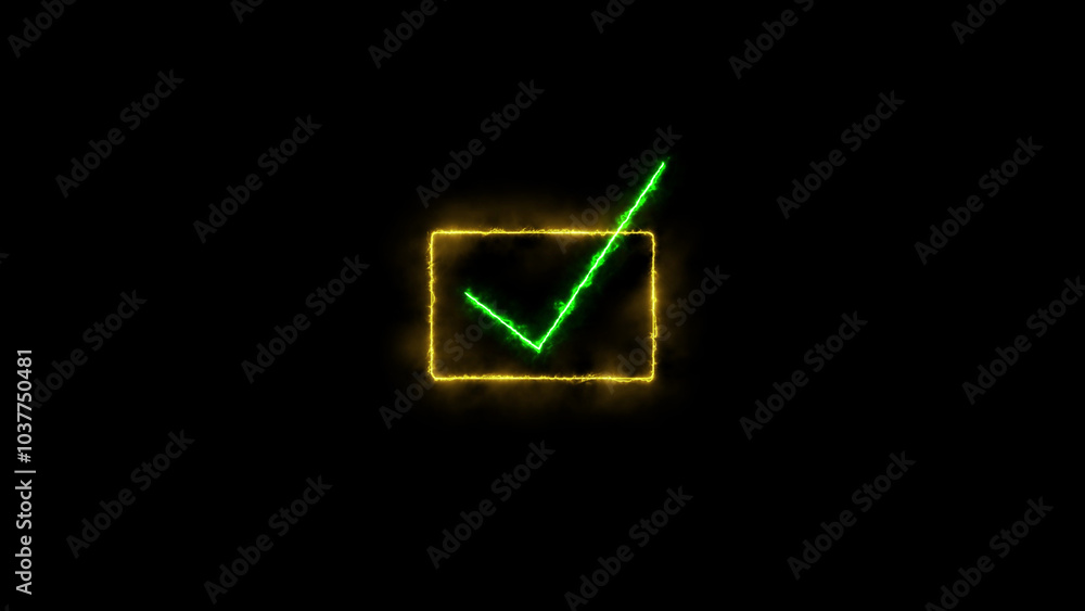 glowing neon check mark icon animation. ok , [done, completed check mark glowing neon check mark icon animation. ok , [done, completed check mark