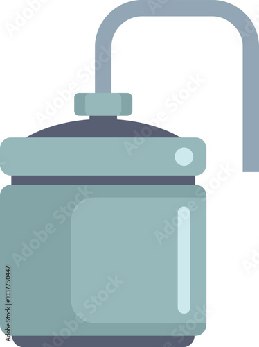 Kitchen appliance pressure cooker releasing steam in flat style isolated on white background