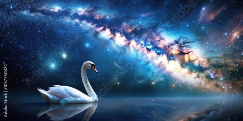 Macro image of constellation Swan with Milky Way galaxy in the background photo