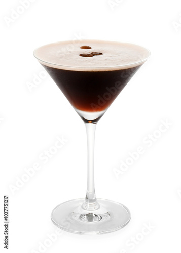 Obraz na płótnie One glass of delicious espresso martini isolated on white