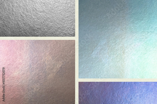 カラフルカラーの銀箔素材　和紙風テクスチャ素材