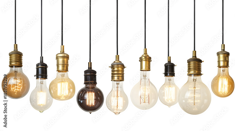 Unique Collection of Decorative Light Bulbs, transparent bg Unique Collection of Decorative Light Bulbs, transparent bg