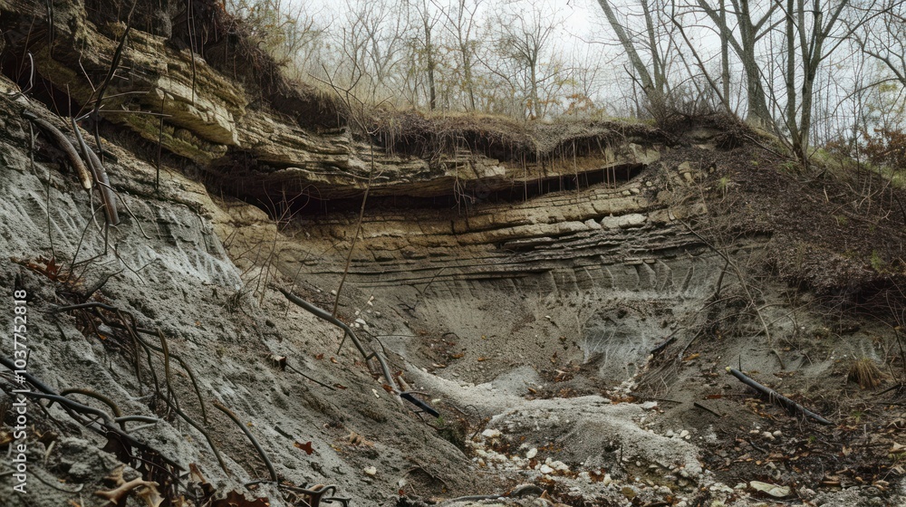 Fototapeta premium Layered Sedimentary Rock Cliff