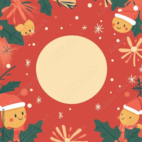 Funny doodle christmas ornament with white circle on center