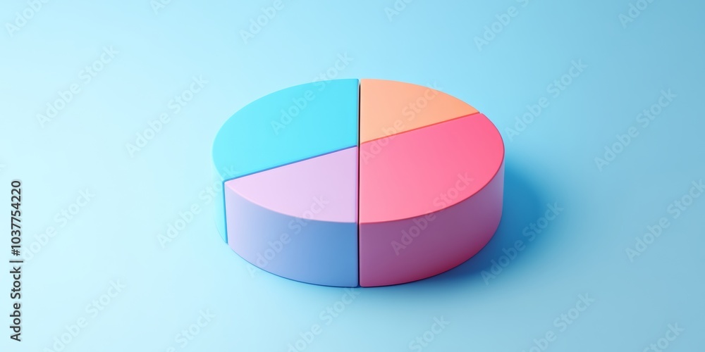 Obraz premium 3D rendering of a pie chart with segments, representing analytics and insights, isolated on a bright backdrop