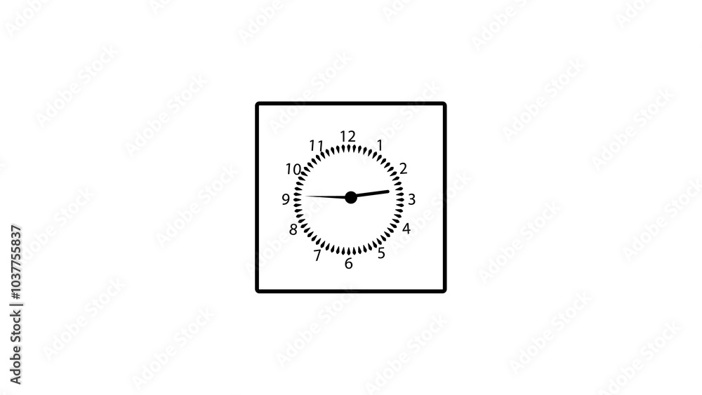 clock icon with moving arrows in 12 hour looping. clock animation with withe background.. clock icon with moving arrows in 12 hour looping. clock animation with withe background..